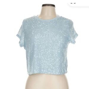 Rachel Zoe Light Blue Sequin Crop Top